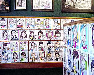 Over 400 caricatures adorn the walls in Boca raton's Wings Plus